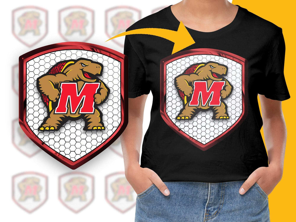 Kids' Cartoon Bear Graphic T-Shirt, Cute Animal Shield Logo Tee, Youth Casual Top, Vibrant Colors