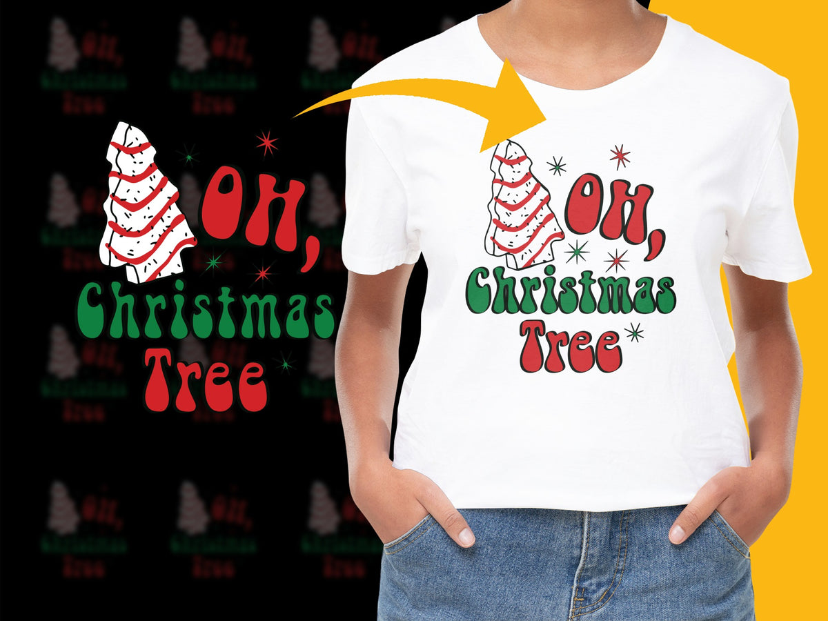 Oh Christmas Tree T-Shirt, Festive Red and White Holiday Graphic Tee, Unisex Xmas Apparel