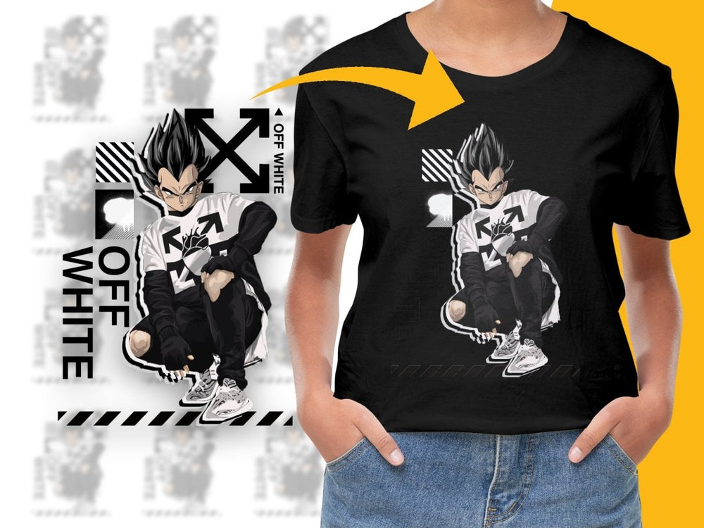 Edgy Vegeta Off White Graphic Design PNG File - Teepew
