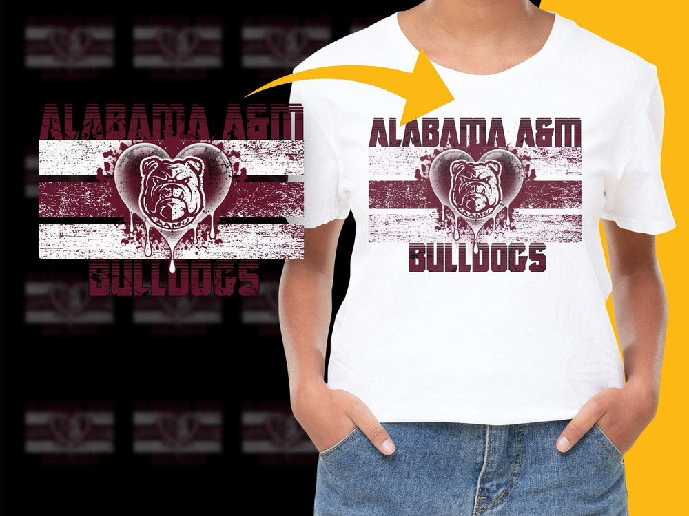 Alabama AandM Bulldogs T-Shirt, Vintage Distressed Logo, College Sports Fan Gear, Unisex White Tee