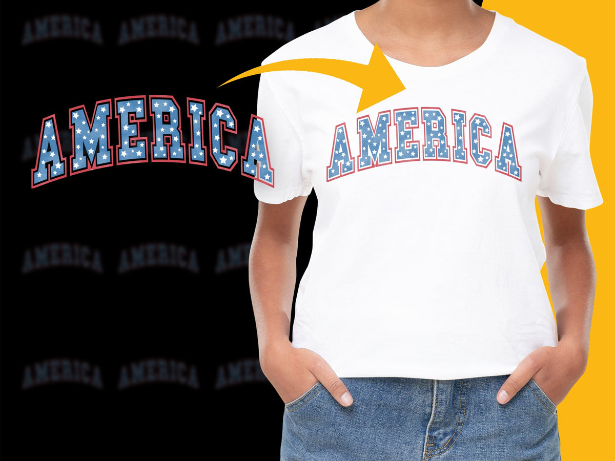 Patriotic America T-Shirt, Red White Blue Text, Casual Cotton Tee, 4th of July Apparel