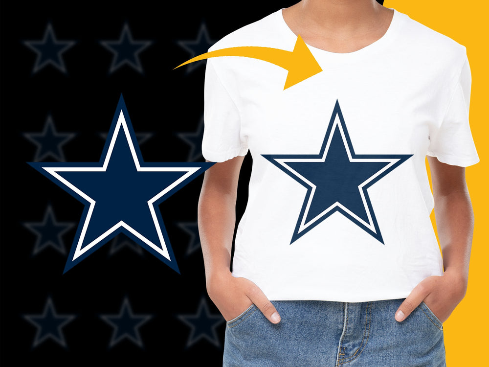 Patriotic Star T-Shirt, Unisex White Tee with Blue Star Design, Casual Wear, American Inspired Graphic Shirt