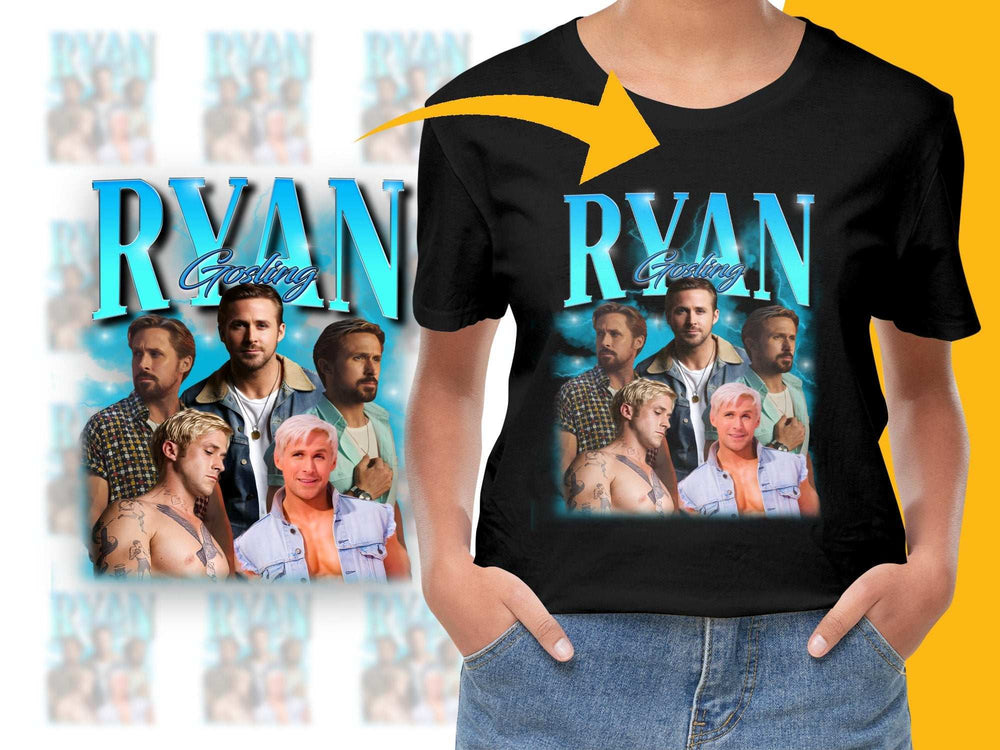 Ryan Gosling Fan T-Shirt, Multiple Poses Graphic Tee, Unique Celebrity Shirt, Gift for Movie Lovers, Unisex Fashion Top