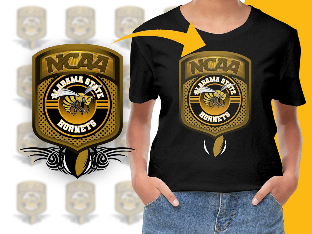 Alabama State University Hornets NCAA Logo Black T-Shirt, College Fan Apparel
