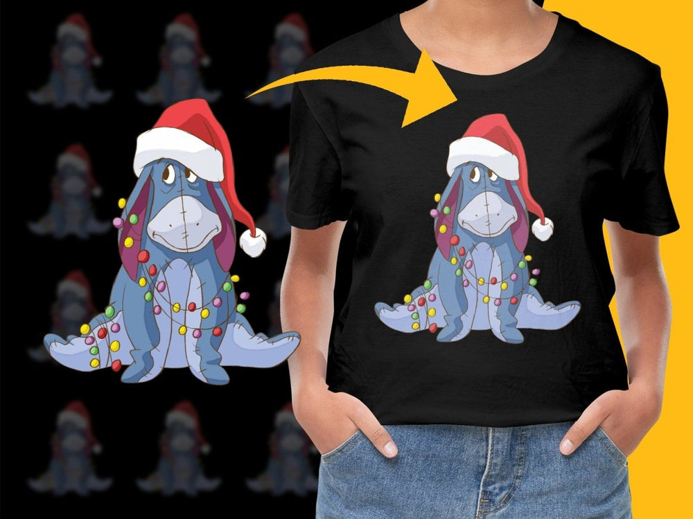 Eeyore With Santa Hat and Christmas Lights PNG File - Teepew