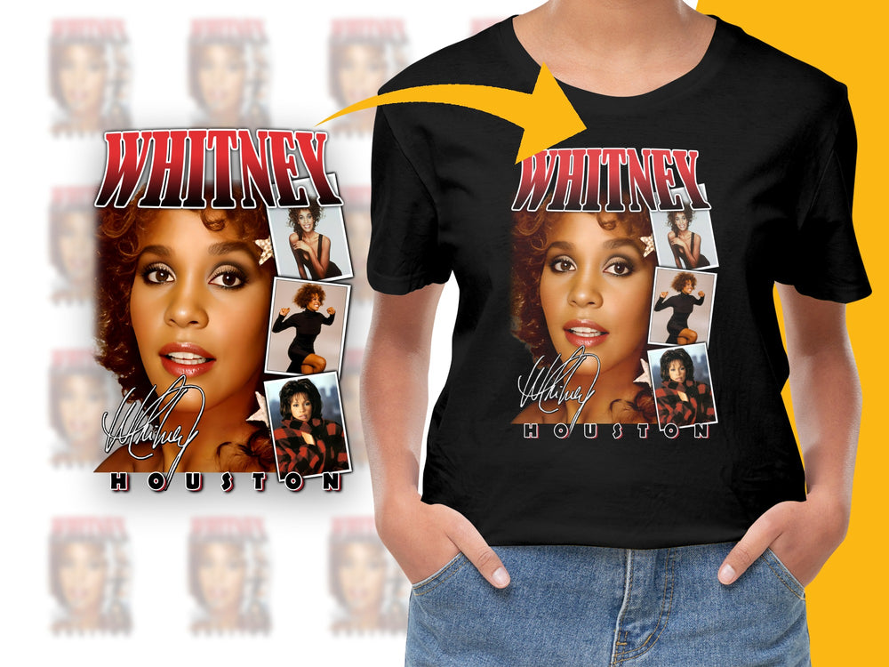 Whitney Houston Tribute T-Shirt, Vintage Singer Graphic Tee, Pop Music Icon Apparel