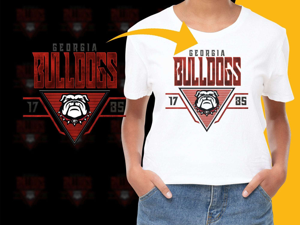 Georgia Bulldogs T-Shirt, Vintage Logo Tee, College Football Apparel, Red and White, 1985 Edition