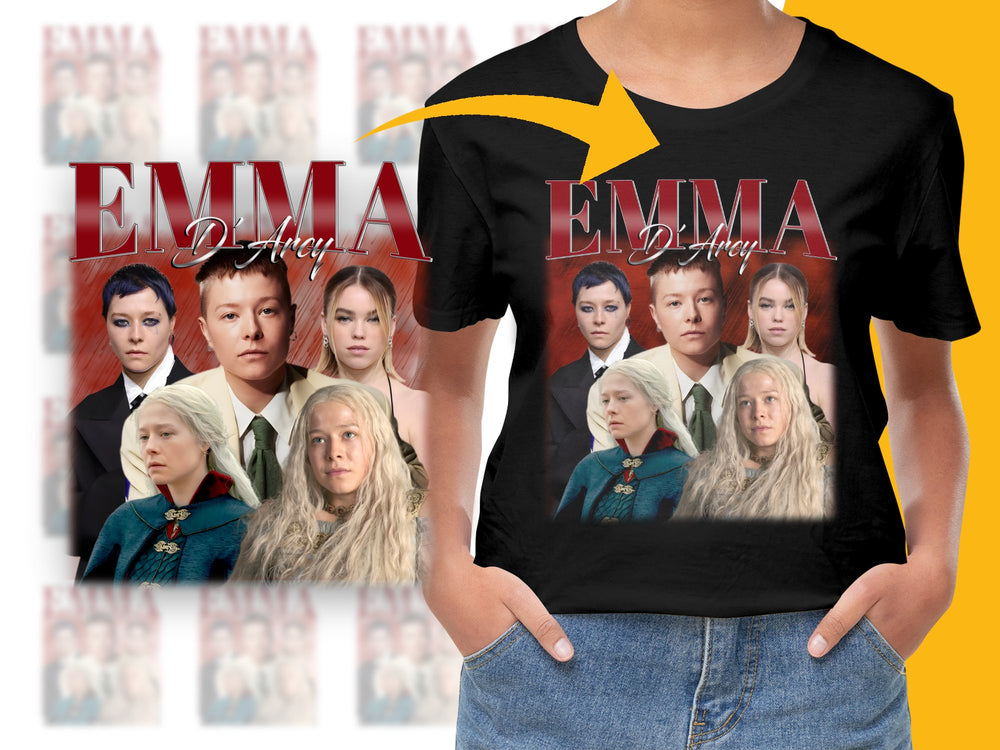 Emma D'Arcy Inspired Graphic T-Shirt, Unisex Fan Art Tee, Multiple Faces Design, Bold TV Show Shirt