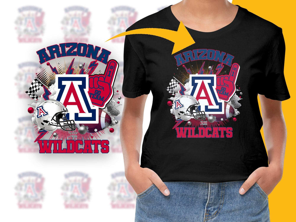 Arizona Wildcats Graphic T-Shirt, College Football Fan Apparel, Sports Team Merchandise, Trendy Black Tee