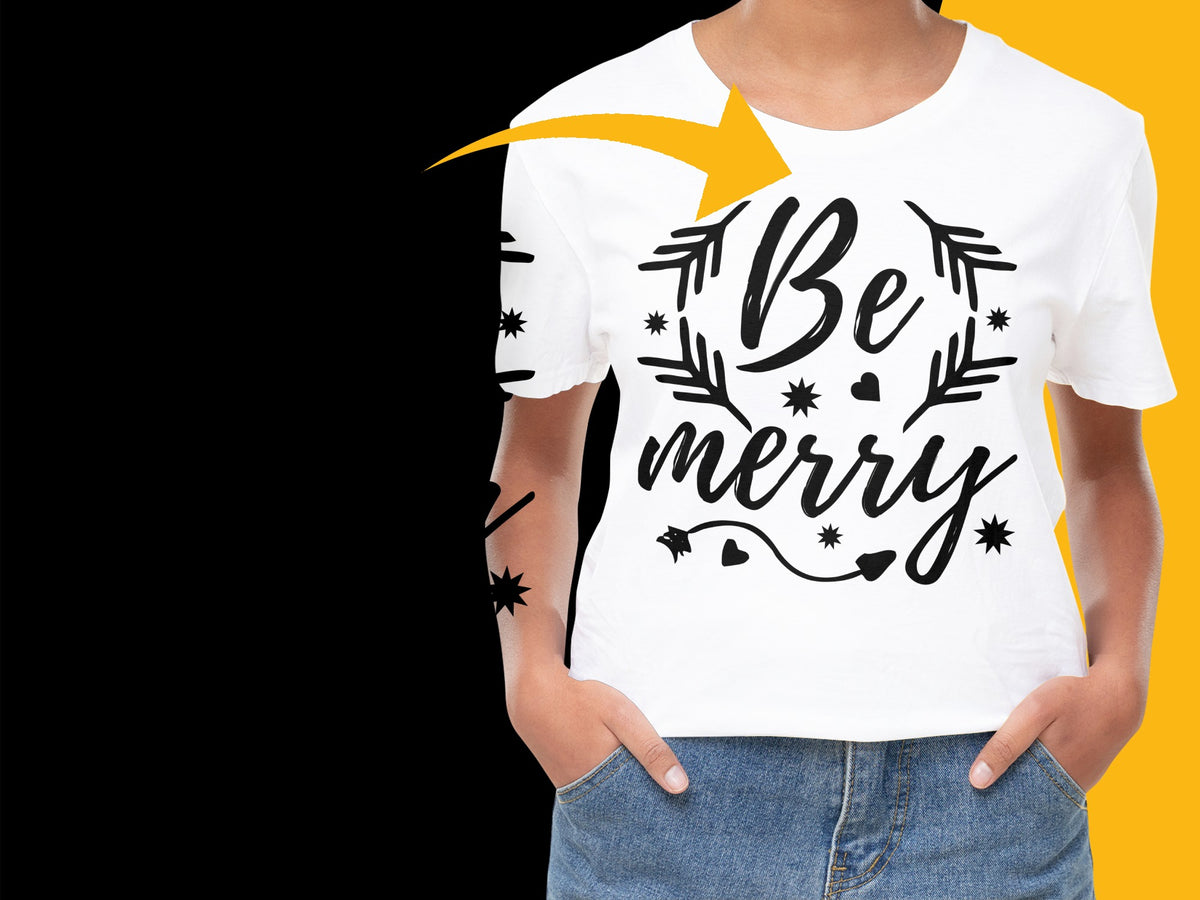 Be Merry Christmas T-Shirt, Festive Holiday Graphic Tee, Winter Fashion Apparel for Men and Women