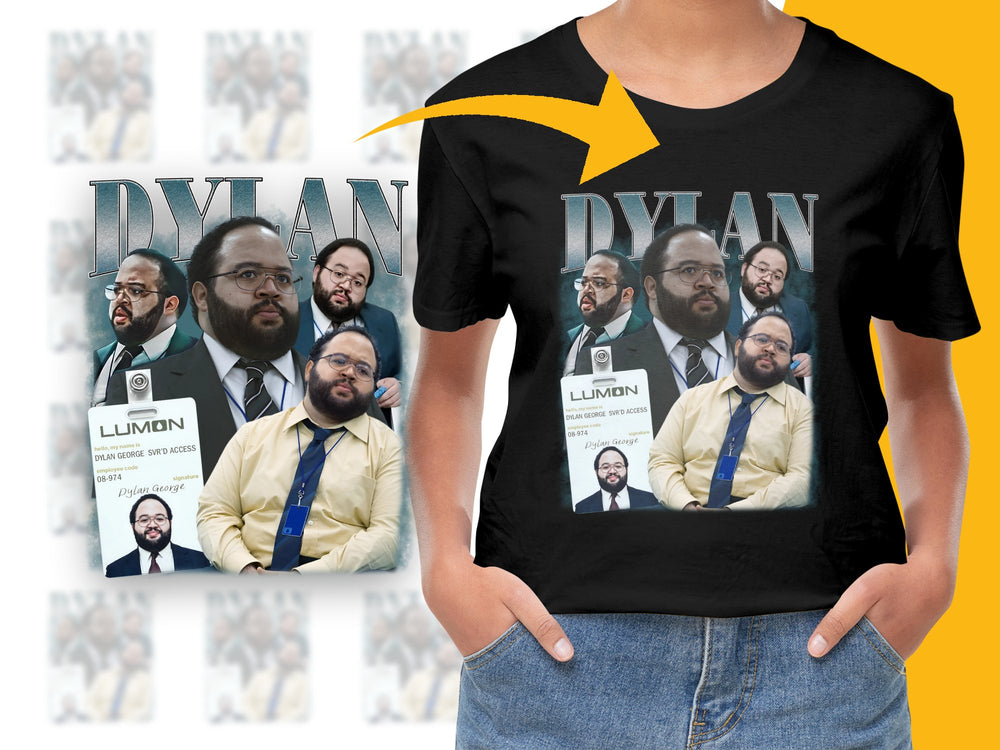 Custom Dylan Graphic T-Shirt, Personalized Name Collage Tee, Unique Photo Montage Design, Stylish Men's Fashion Top