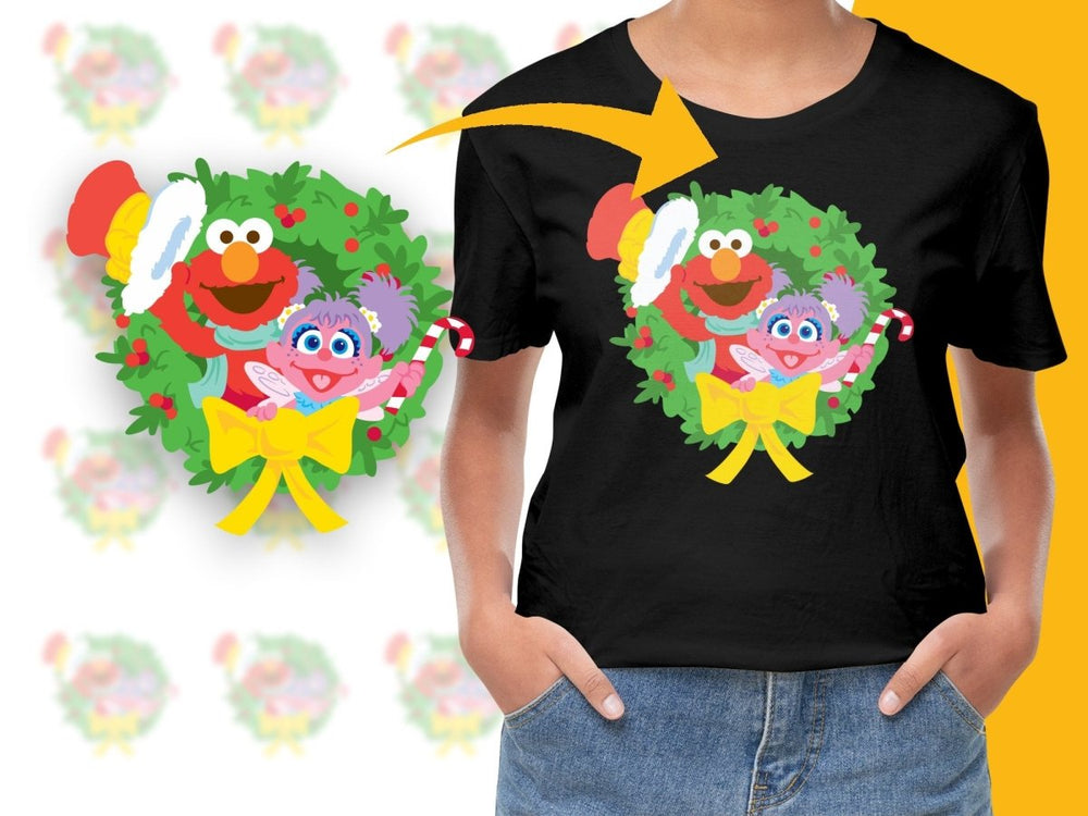 Elmo Christmas Wreath Art with Fairy Digital - Teepew
