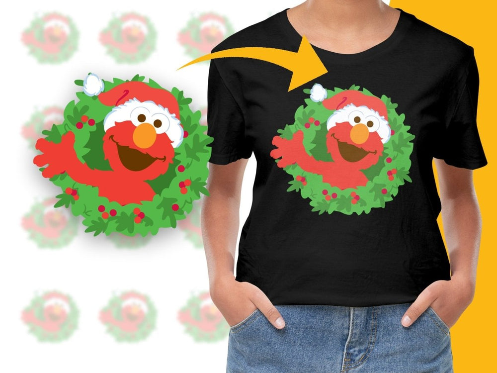 Elmo in Christmas Wreath Graphic PNG File - Teepew