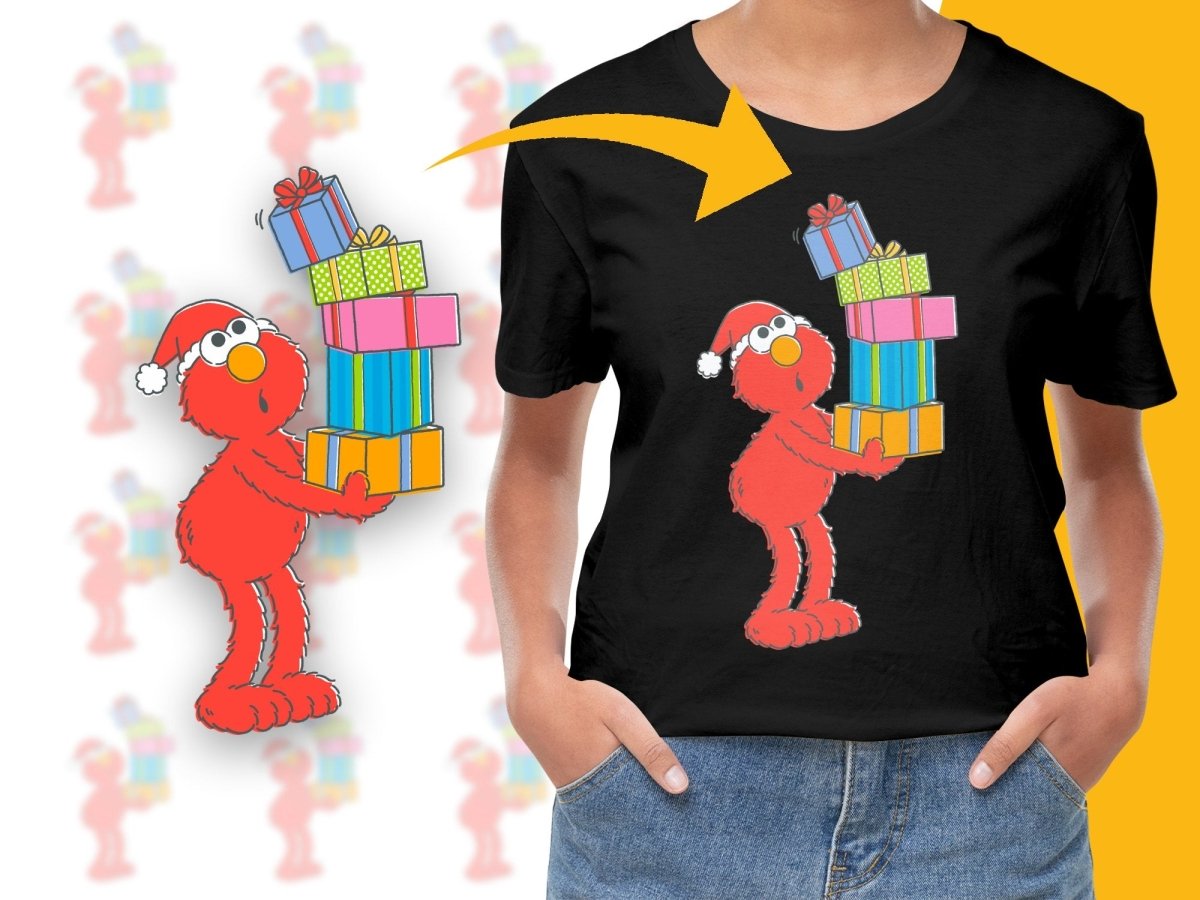 Elmo Santa Hat Carrying Presents Christmas PNG File - Teepew