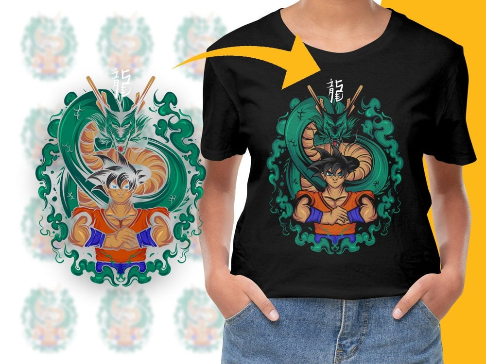 Epic Anime Warrior with Mythical Dragon PNG File - Teepew