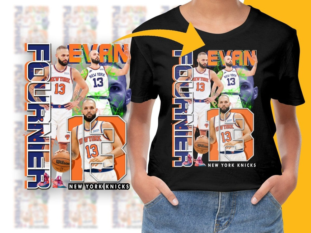 Evan Fournier New York Knicks Basketball Star Bootleg PNG File - Teepew
