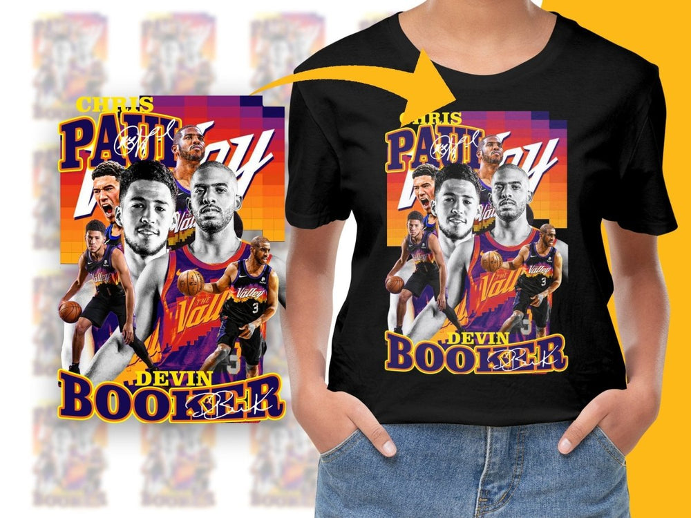 Exciting Chris Paul And Devin Booker Basketball Stars The Valley Bootleg PNG File - Teepew