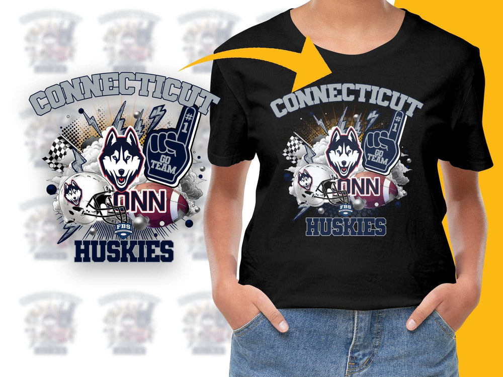 UConn Huskies T-Shirt, Connecticut College Team Graphic Tee, Sports Fan Apparel, Unisex Black Shirt