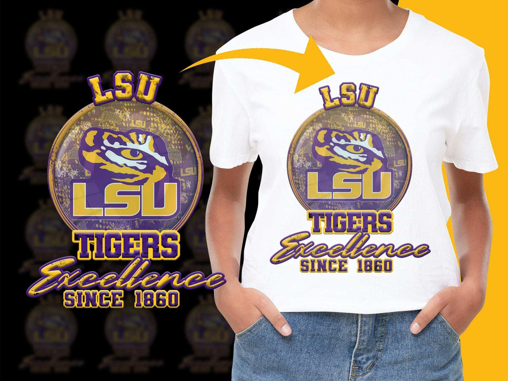 LSU Tigers Inspired Excellence Since 1860 T-Shirt, Purple Gold Fan Gear, Collegiate Sports Apparel, Unisex Graphic Tee for Students