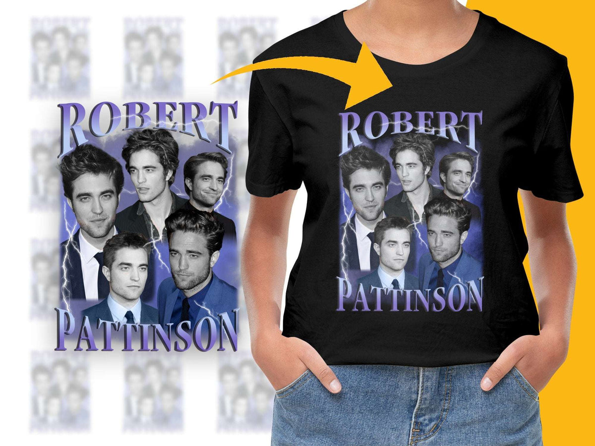 Robert Pattinson Fan T-Shirt, Multiple Poses Graphic Tee, Celebrity Tribute Shirt, Unisex Black Top