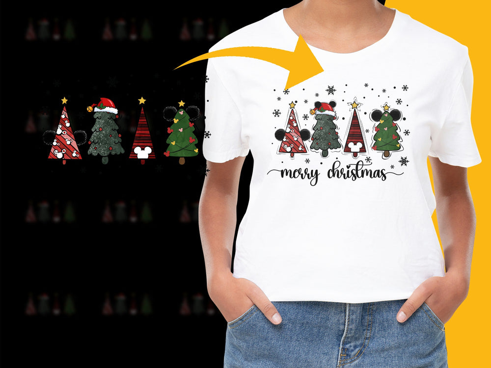 Festive Christmas Tree Graphic T-Shirt, Cute Holiday Casual Tee, Unisex Xmas Top, Gift Idea
