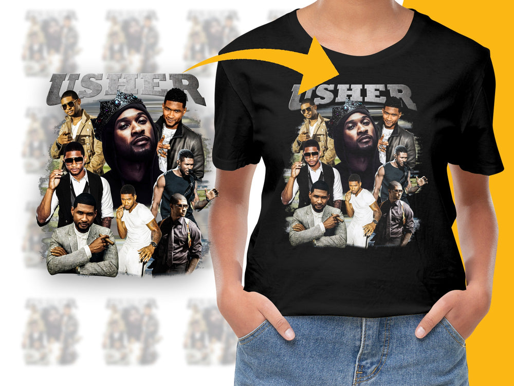 Usher Graphic T-Shirt, Vintage Retro Style Music Artist Tee, Hip Hop RandB Pop Culture Fashion, Unisex