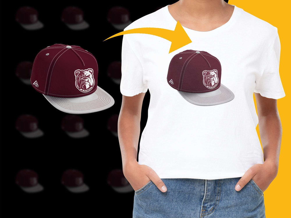 Maroon and Gray Baseball Cap Bulldog Logo, Adjustable Snapback Hat, Unisex Sports Cap