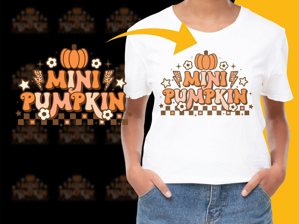 Kids Mini Pumpkin T-Shirt, Cute Fall Season Tee, Thanksgiving Pumpkin Shirt for Children, Holiday Graphic Top