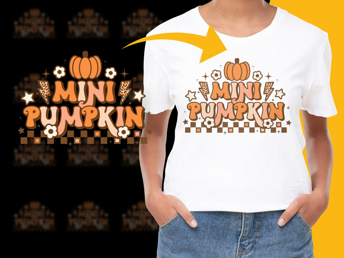 Kids Mini Pumpkin T-Shirt, Cute Fall Season Tee, Thanksgiving Pumpkin Shirt for Children, Holiday Graphic Top