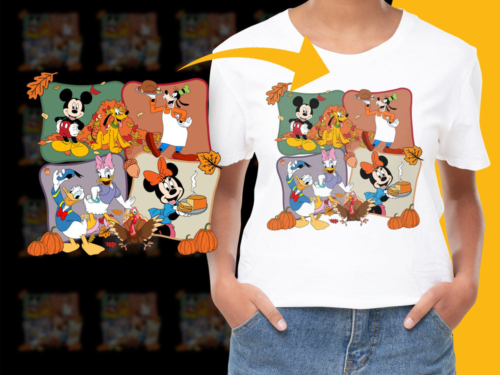 Disney Fall T-Shirt, Mickey Mouse Autumn Graphic Tee, Kids and Adults Unisex Top, Thanksgiving Holiday Casual Wear