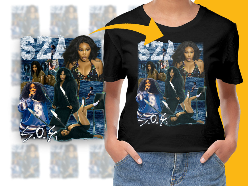 SZA Album Cover T-Shirt, S.O.S. Fan Merch, Black Graphic Tee, Music Lover Gift, Unisex Fashion Top