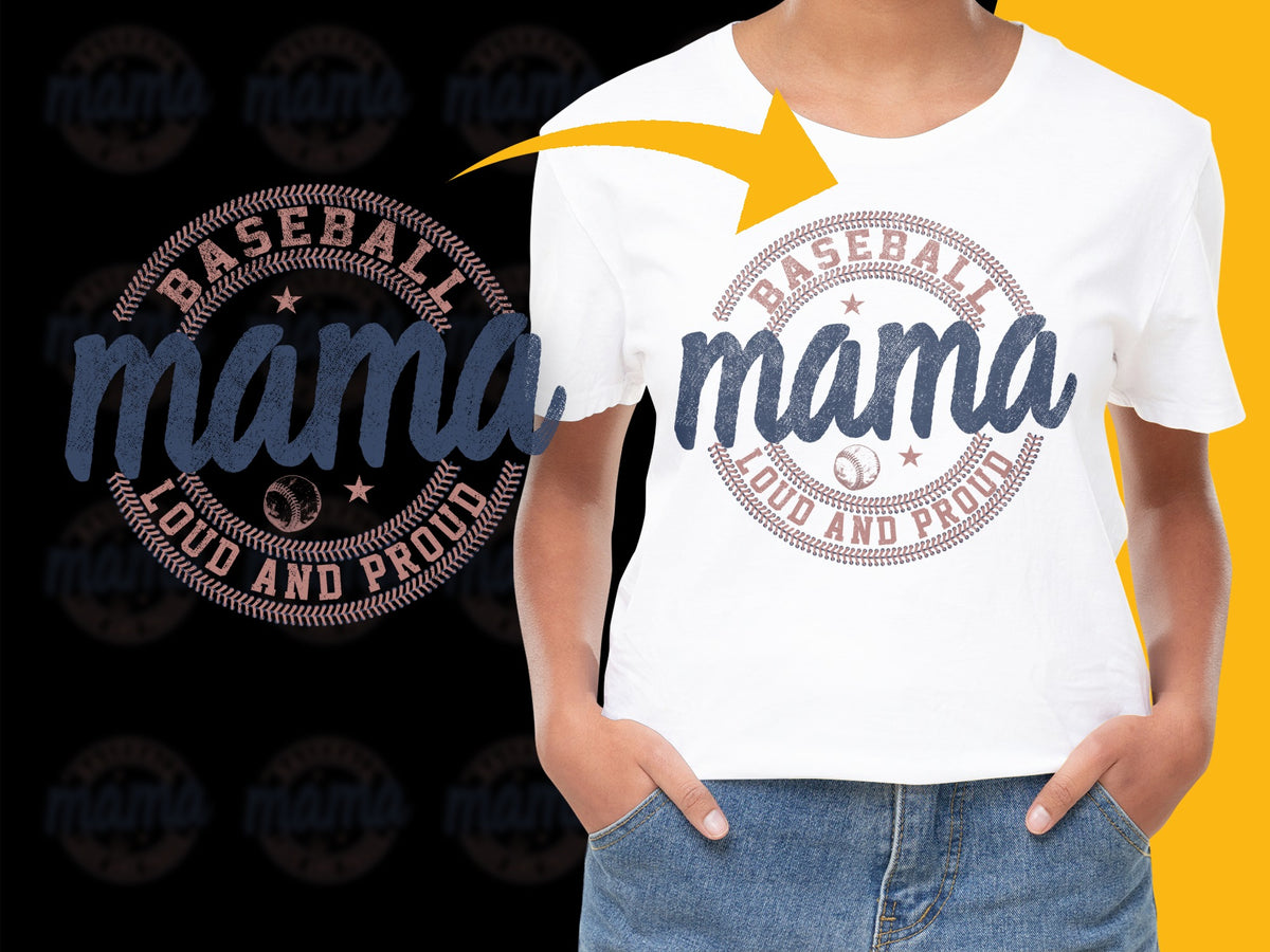 Baseball Mama T-Shirt, Proud and Loud Sports Mom Tee, Casual Women's White Graphic Top