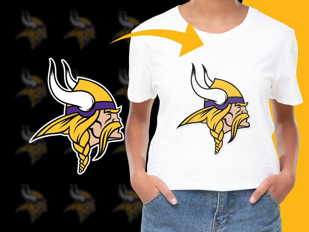Viking Head Mascot T-Shirt, Purple and Yellow Graphic Tee, Unisex Sports Fan Apparel