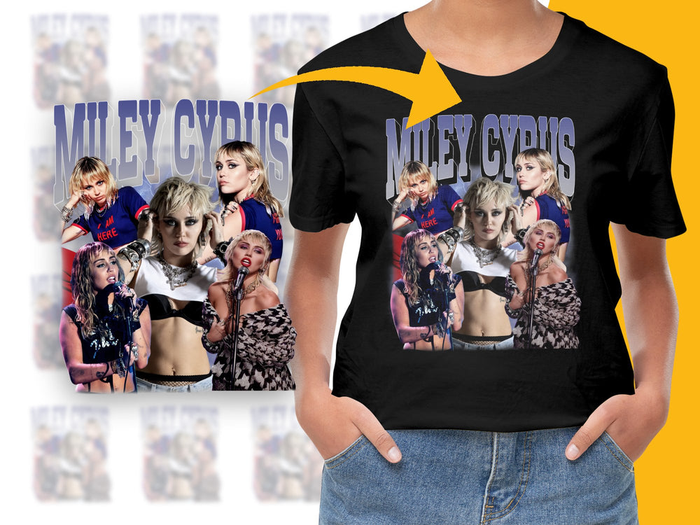 Miley Cyrus Photo Collage T-Shirt, Pop Music Fan Merch, Custom Graphic Tee, Trendy Concert Shirt