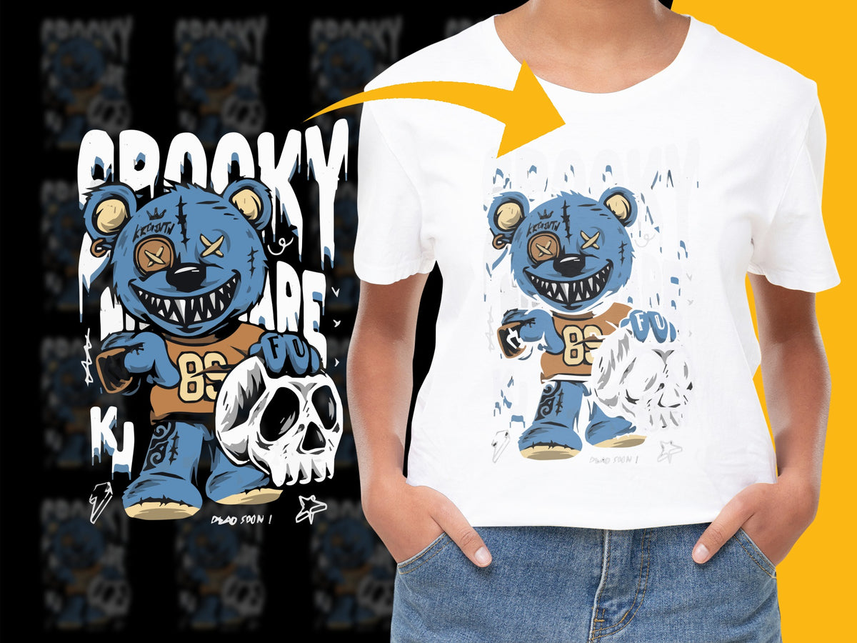 Graphic Blue Bear T-Shirt, Funky Cartoon Animal Design, Urban Streetwear Tee, Cool Kids Fashion Top, Cotton Shirt