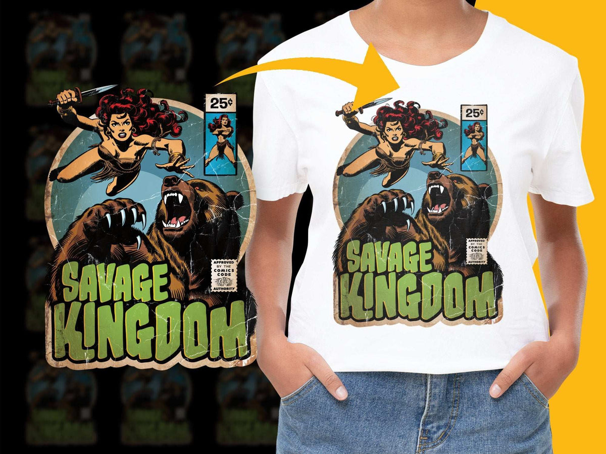 Savage Kingdom Graphic T-Shirt, Vintage Comic Book Art, Retro Style Tee, Bold Print, Unisex Fashion Top