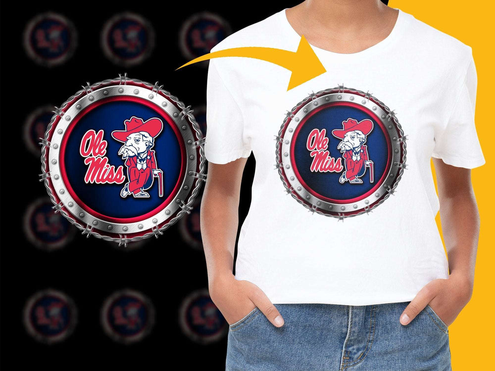 Ole Miss Rebels T-Shirt, Vintage Logo Design, Red and Blue, Collegiate Apparel, Unisex Casual Wear