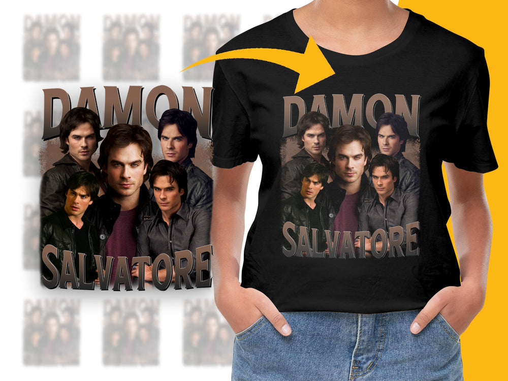 Damon Salvatore T-Shirt, Vampire TV Show Graphic Tee, Unisex Black Shirt, Cool Fan Merchandise