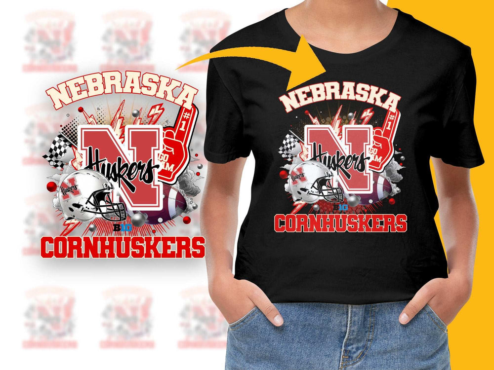 Nebraska Cornhuskers T-Shirt, Vintage College Football Graphic Tee, Sports Fan Apparel, Unisex Black Shirt