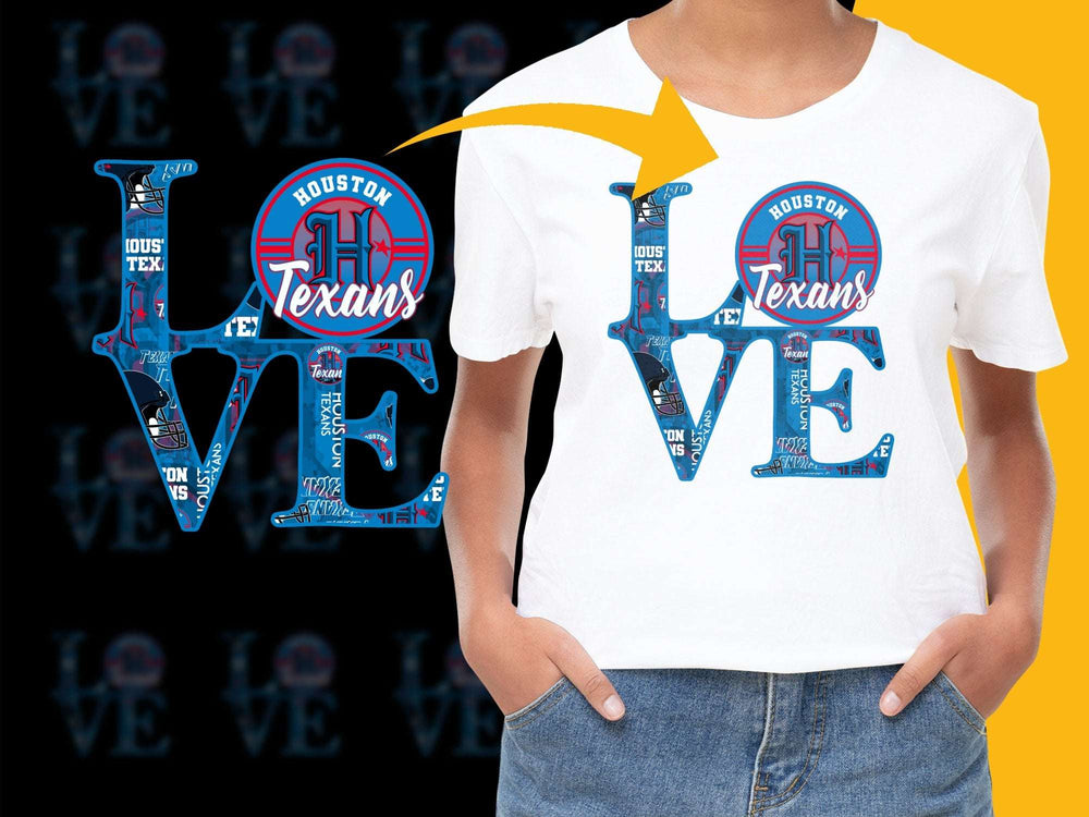 Houston Texans Love T-Shirt, Graphic Sports Tee, Women's Casual Wear, Texas Football Fan Shirt