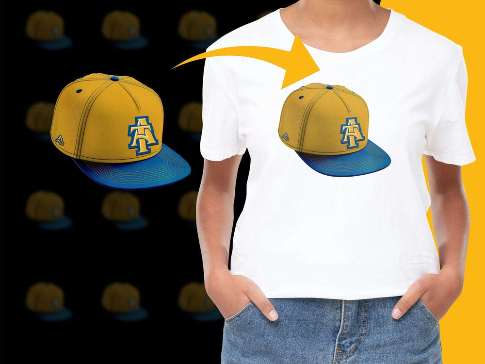 Trendy White T-Shirt with Matching Cap, Blue Brim, Youth Casual Outfit, Unisex Summer Wear