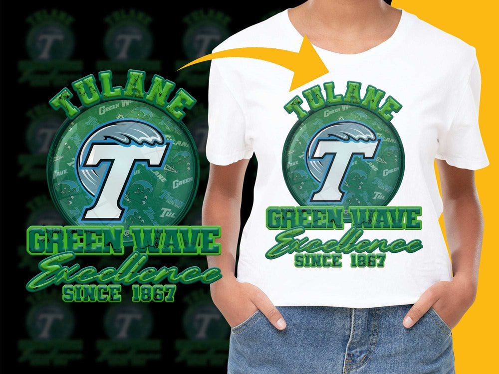 Tulane University T-Shirt Green Wave Excellence Since 1867 Graphic Tee