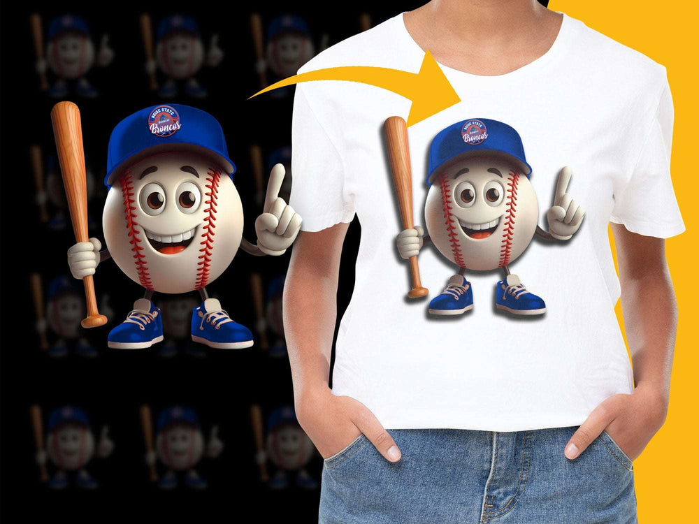 Kids Baseball Mascot T-Shirt, Cartoon Character Sports Fan Tee, Youth Boys Girls Top, Casual Cotton Shirt with Cute Design