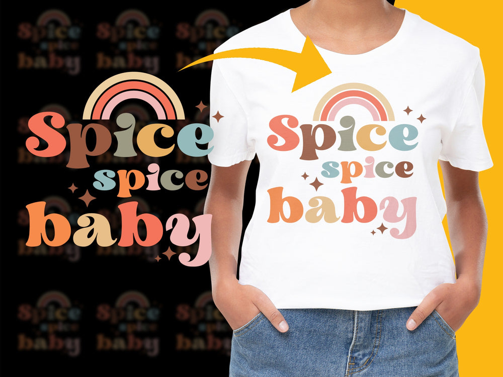 Spice Spice Baby T-Shirt, Colorful Retro Rainbow Graphic Tee, Unisex Fashion Casual Wear