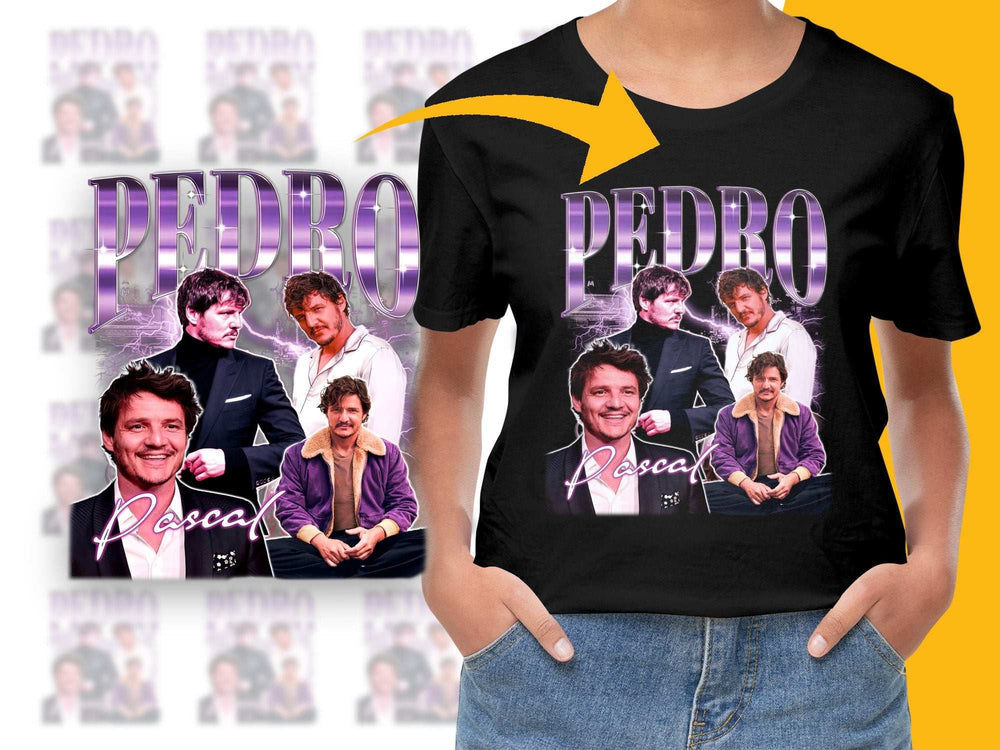 Pedro Pascal Fan T-Shirt, Multiple Poses Graphic Tee, Unisex Pop Culture Apparel