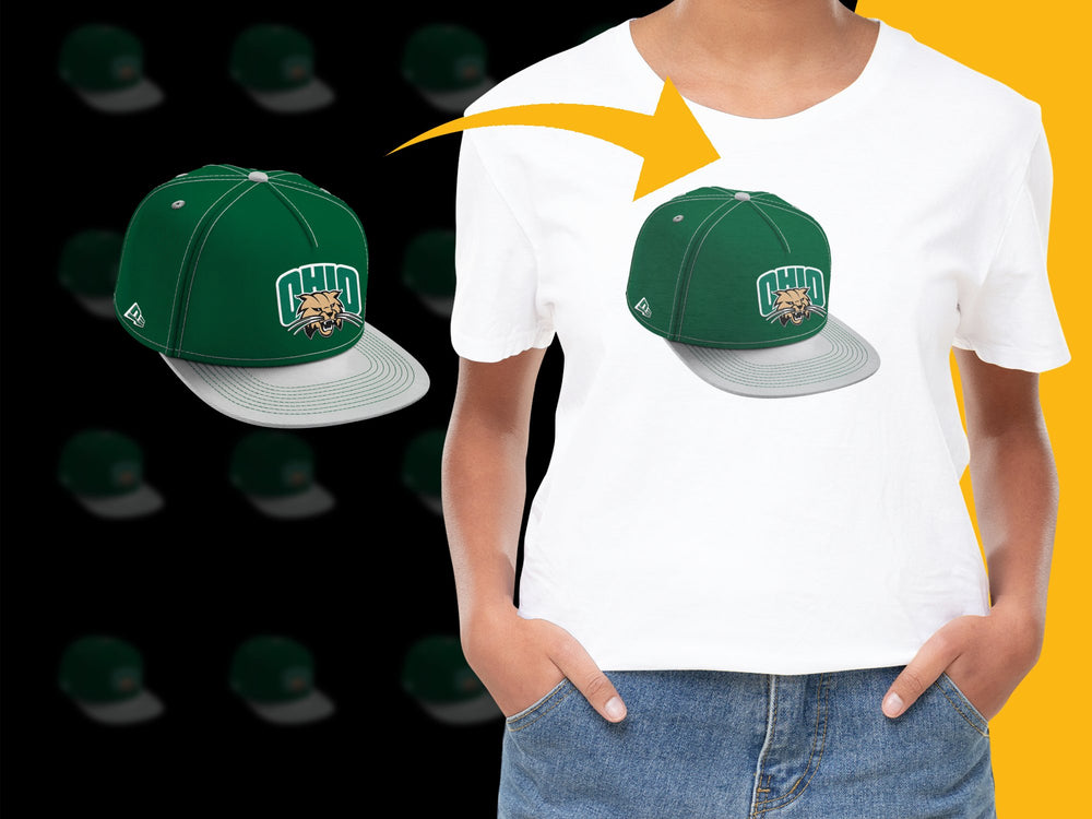 Ohio University Bobcats Baseball Cap and White T-Shirt Combo, Casual Sportswear, Unisex Outfit