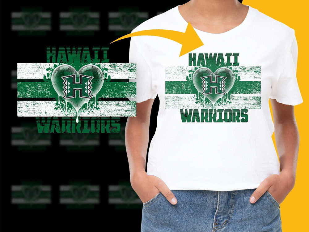 Hawaii Warriors T-Shirt Vintage Distressed Logo University Sports Apparel White Tee
