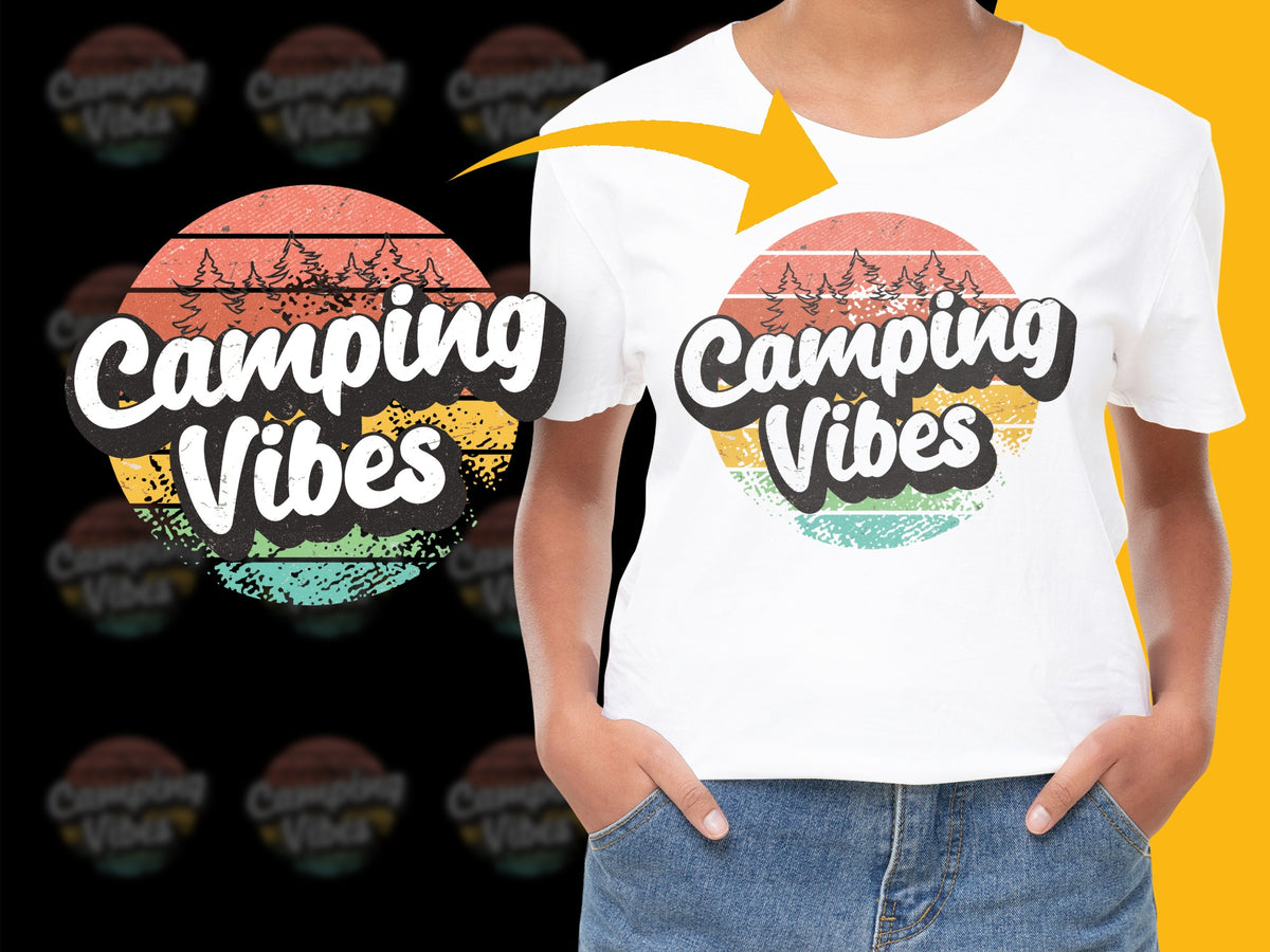Camping Vibes T-Shirt, Outdoor Adventure Graphic Tee, Nature Lover Gift, Unisex White Shirt