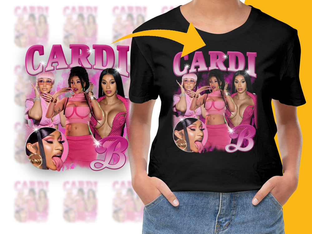 Cardi B Fan T-Shirt, Women's Graphic Tee, Hip Hop Music Artist Top, Bold Pink Design