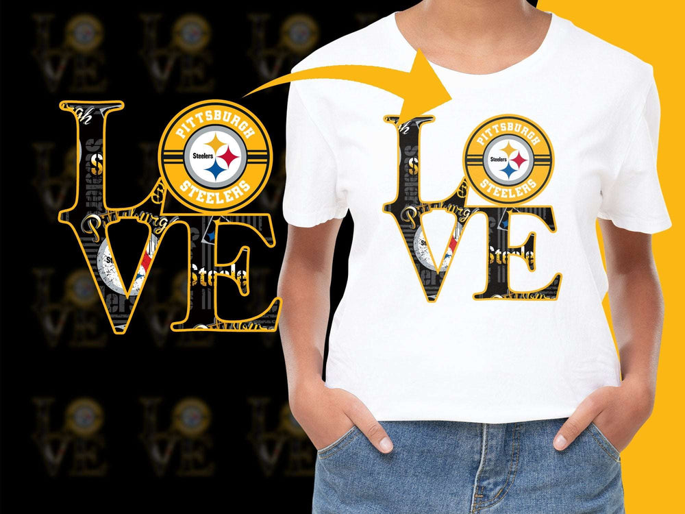 Pittsburgh Steelers Love T-Shirt, Vintage Graphic Tee, Football Fan Gift, Sports Apparel